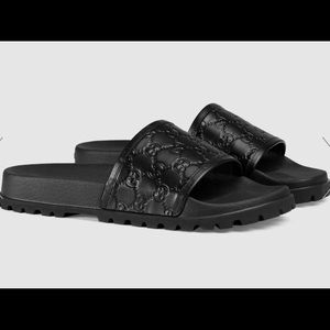 Authentic Gucci Slides Black Logo